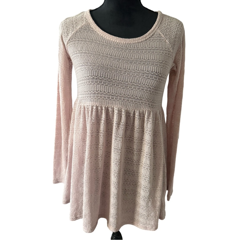 American Eagle Soft Knit Babydoll Tunic Top Blush Pink Small - Picture 5 of 7